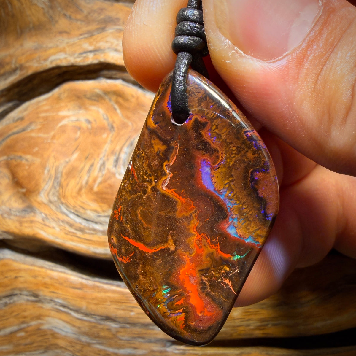 40 x 22mm - Drilled Tribal Queensland Boulder Opal Necklace