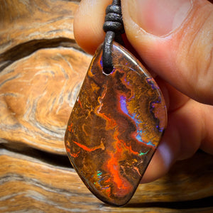 40 x 22mm - Drilled Tribal Queensland Boulder Opal Necklace