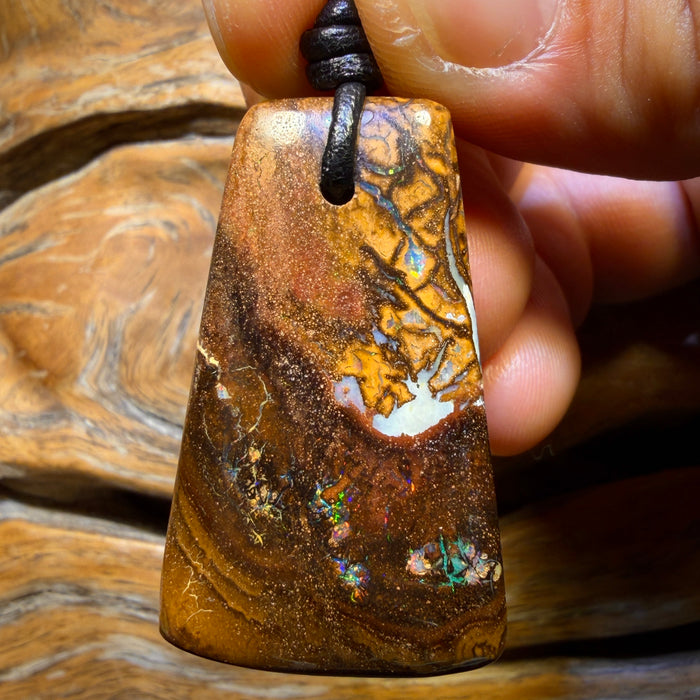 40 x 24mm - Drilled Tribal Queensland Boulder Opal Necklace