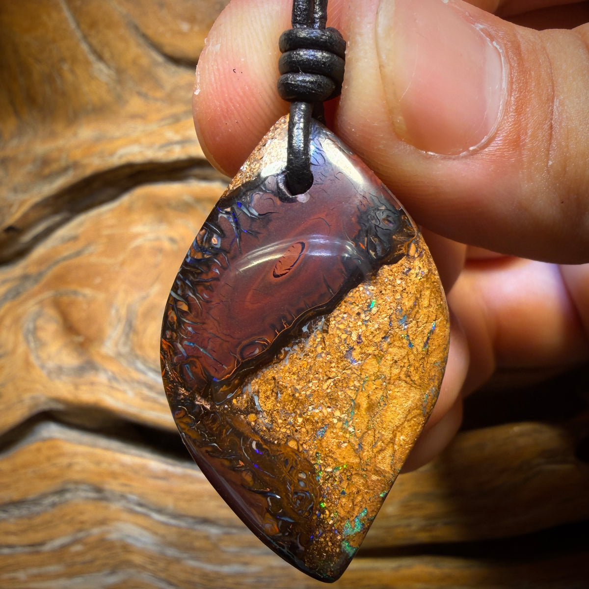40 x 24mm - Drilled Tribal Queensland Boulder Opal Necklace