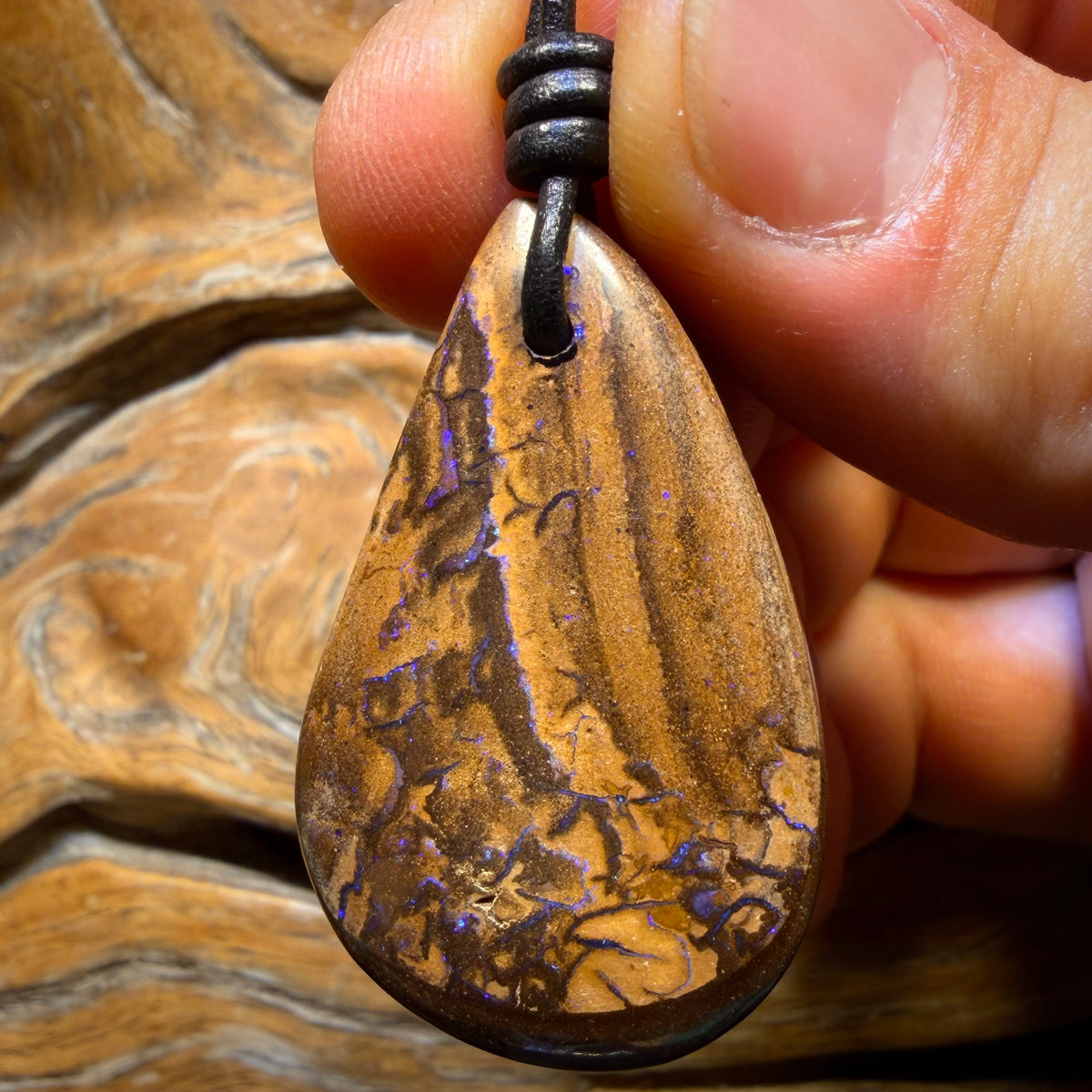 40 x 25mm - Drilled Tribal Queensland Boulder Opal Necklace