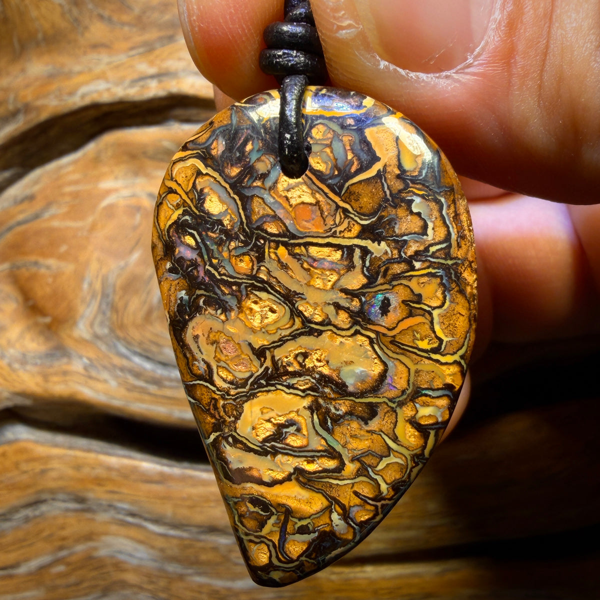 40 x 26mm - Drilled Tribal Queensland Boulder Opal Necklace
