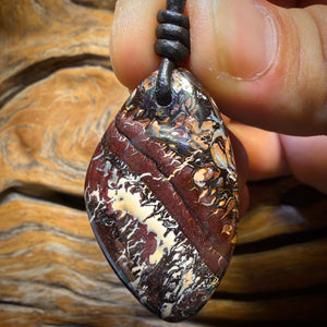 40 x 26mm - Drilled Tribal Queensland Boulder Opal Necklace