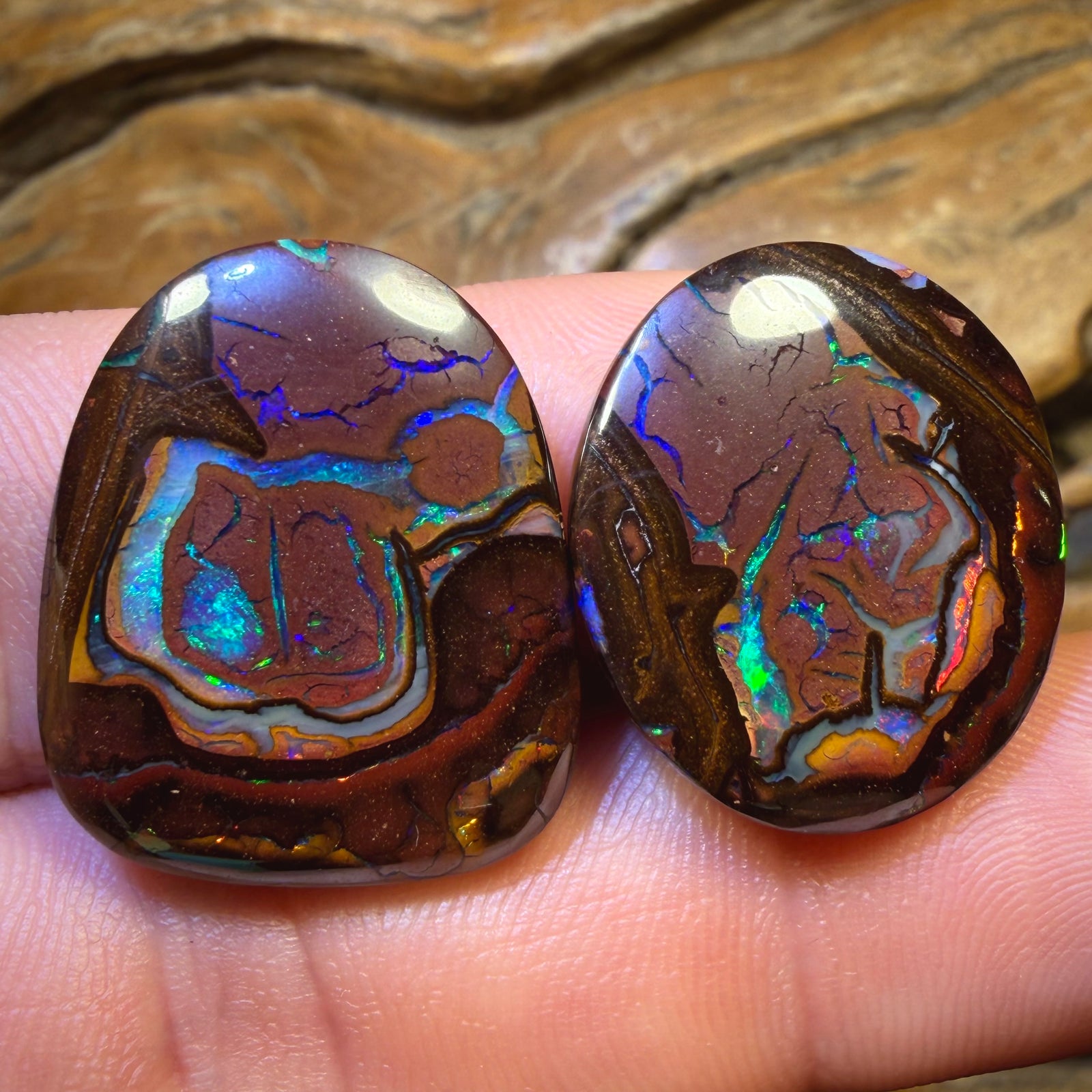 41.7cts - Tribal Yowah Nut Kernel Opal Pair