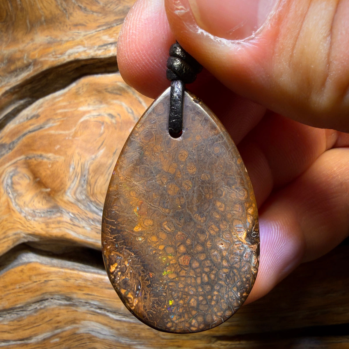 Wildcard! 39 x 25mm - Drilled Tribal Queensland Boulder Opal Necklace