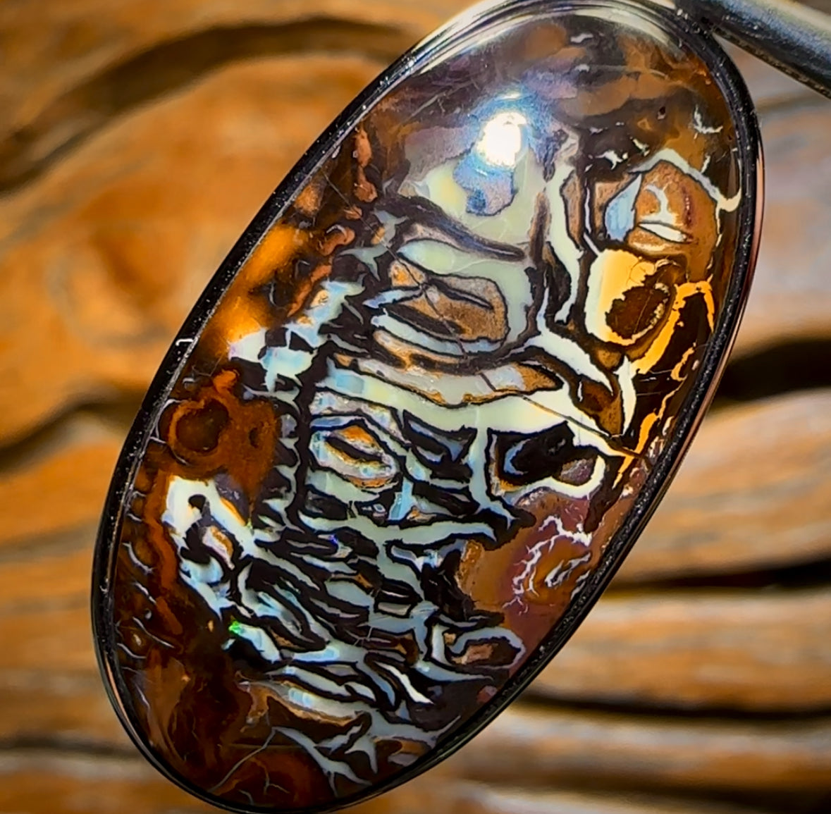 Daddy Storm Sterling Silver - UNISEX Large Solid Tribal Boulder Opal Pendant