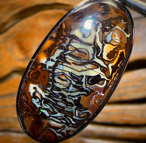 Daddy Storm Sterling Silver - UNISEX Large Solid Tribal Boulder Opal Pendant
