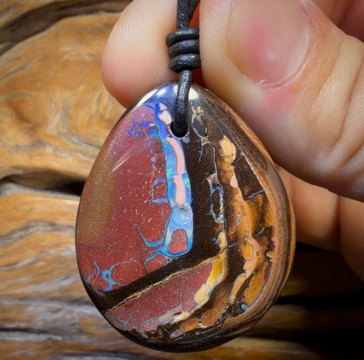 Wildcard! 40 x 32mm - Drilled Tribal Queensland Boulder Opal Necklace