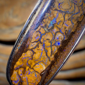 Sterling Silver - Solid Tribal Boulder Opal Pendant UNISEX Bargain