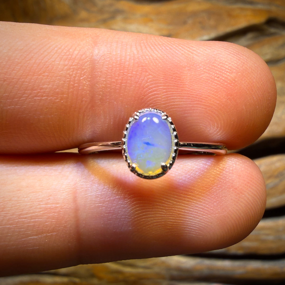 Wild Card! Sterling Silver - Solid South Australian Crystal Opal Ring