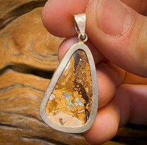 Sterling Silver - Large Tribal Boulder Opal UNISEX Pendant