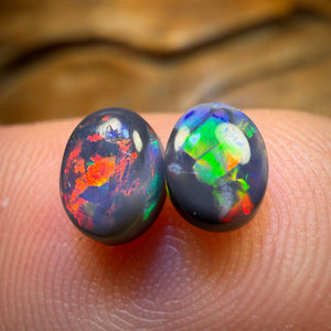 1.15cts - Lightning Ridge Red on Black Opal Pair