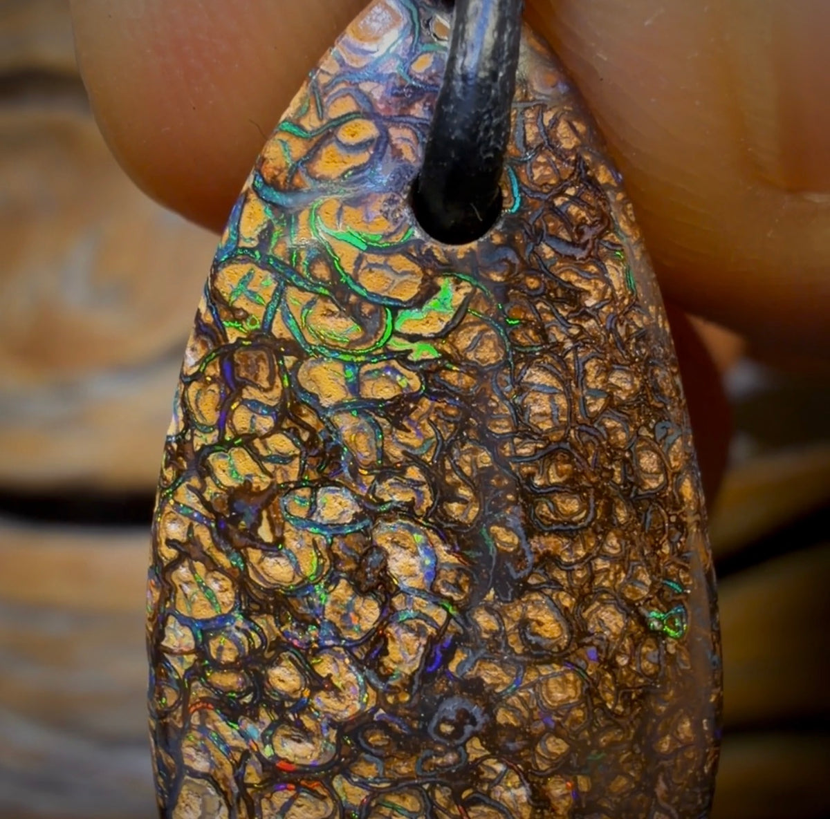 32 x 16mm - Drilled Tribal Queensland Boulder Opal Necklace