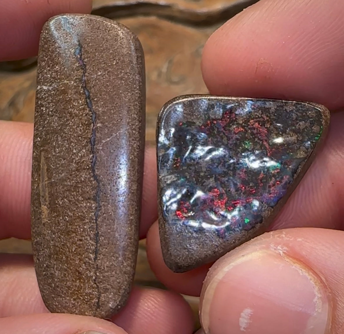 “Cherry Cola Couple” 42Ct Beautiful Boulder Opal Set - Opal Whisperers