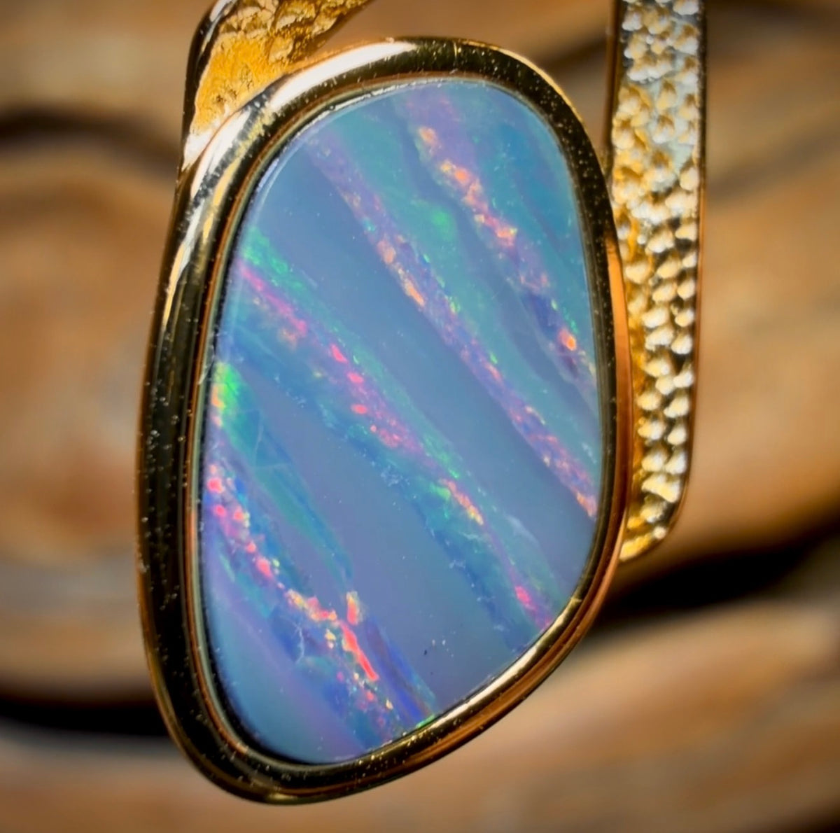 Sterling Silver Gold Plated- Queensland Boulder Opal Doublet Pendant
