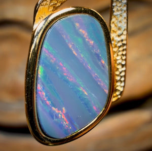 Sterling Silver Gold Plated- Queensland Boulder Opal Doublet Pendant