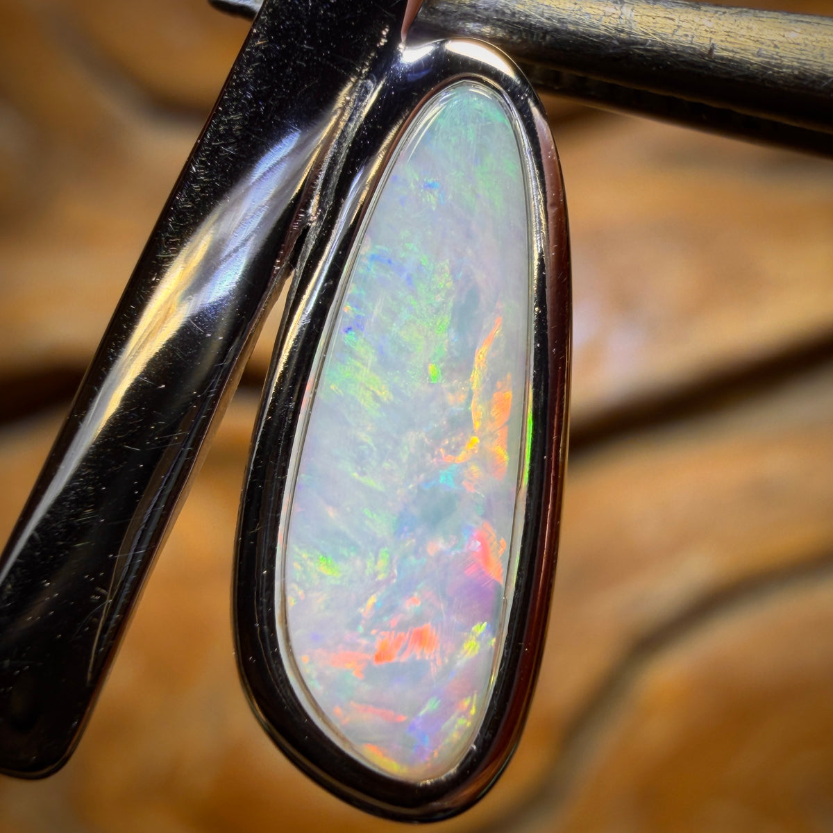 Sterling Silver - Solid South Australian White Opal Pendant