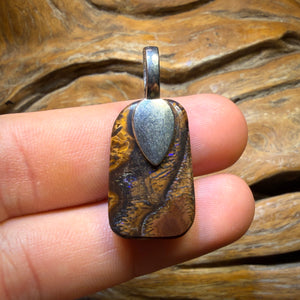 Solid Tribal Queensland Boulder Opal Pendant