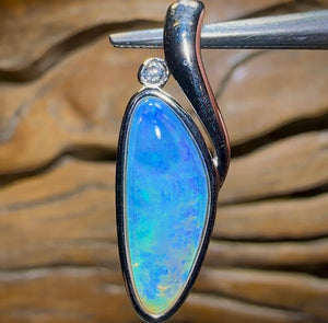 Sterling Silver - Solid South Australian Crystal Opal Pendant - Opal Whisperers