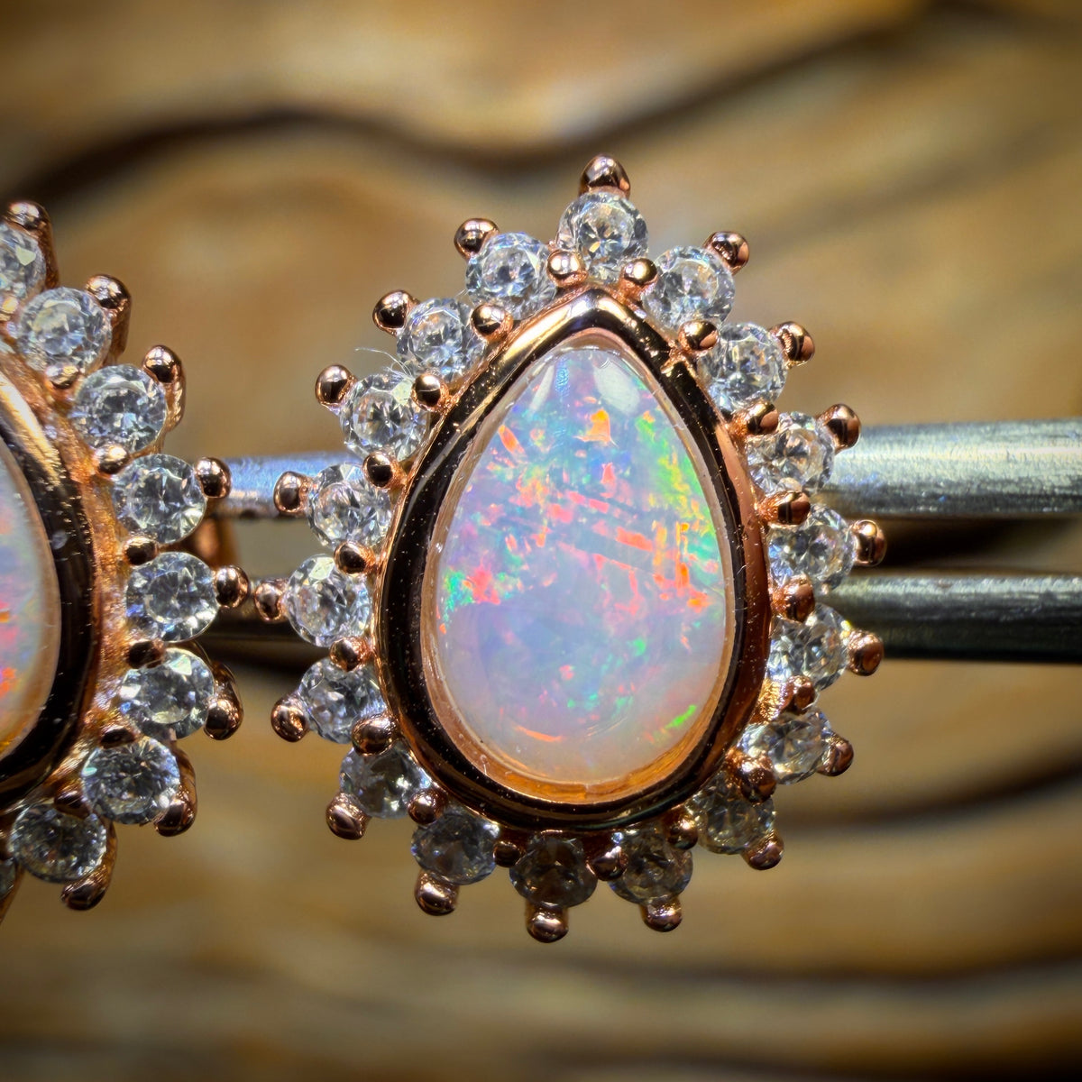 Sterling Silver - South Australian Crystal Opal Stud Earrings
