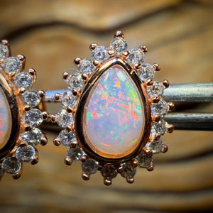Sterling Silver - South Australian Crystal Opal Stud Earrings