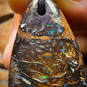35 x 21mm - Drilled Tribal Queensland Boulder Opal Necklace