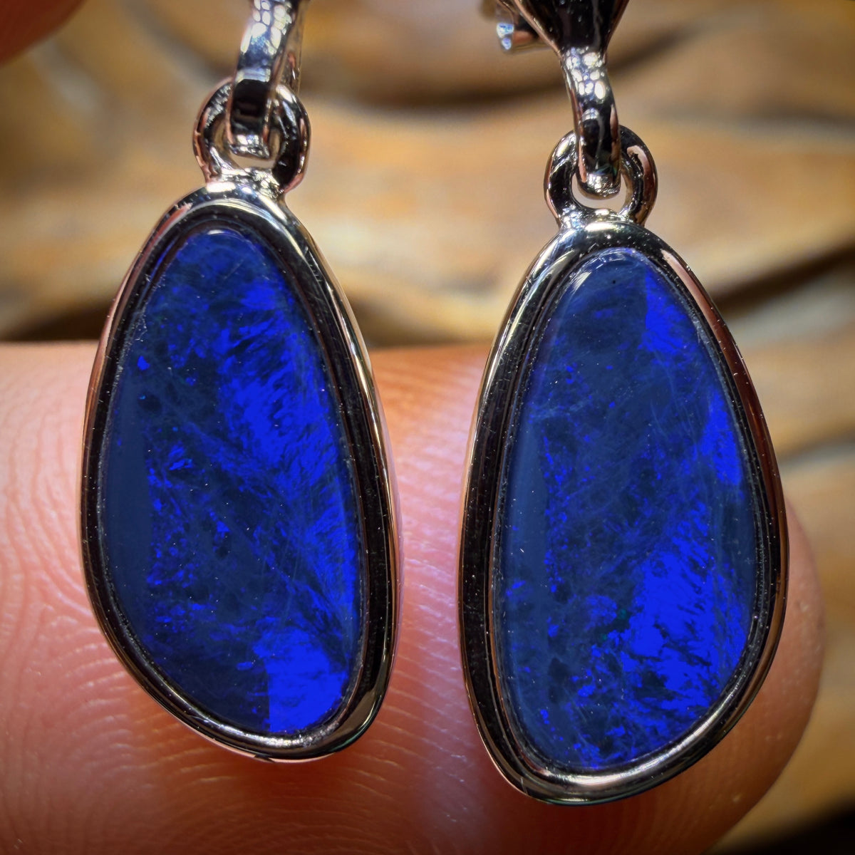 Wild Card! Sterling Silver - Australian Boulder Opal Doublet Drop Stud Earrings