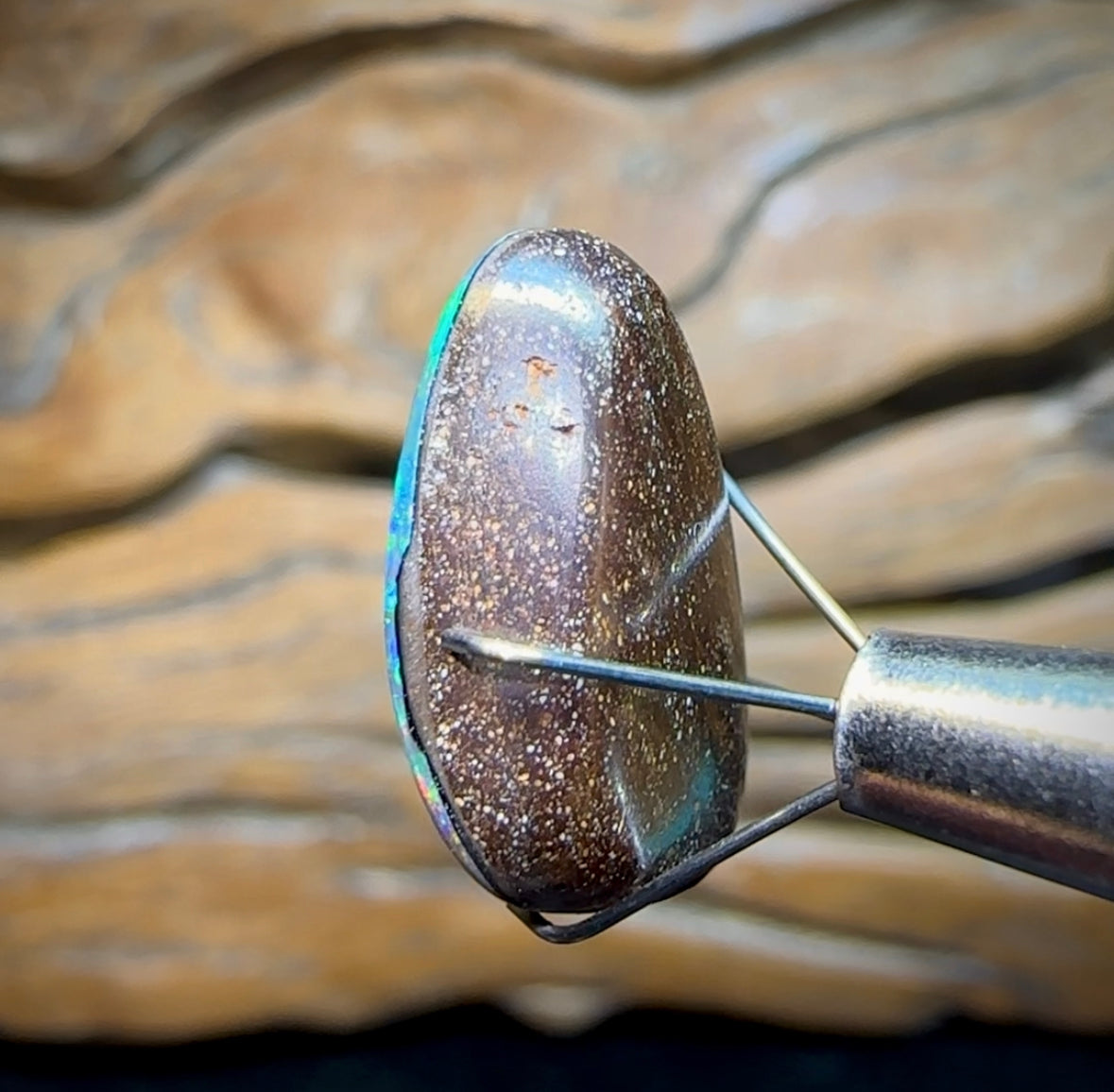 9.4cts - TOP Australian Boulder Opal Doublet. Undulated Pippi Shell - Opal Whisperers