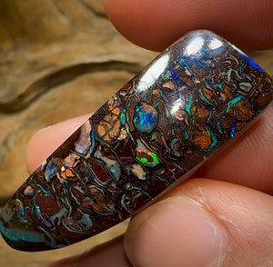 82.4cts - Australian Boulder Opal. Black Tribal Pattern