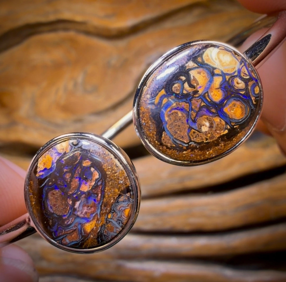 Sterling Silver - Latest Design Solid Australian Boulder Opal Bracelet