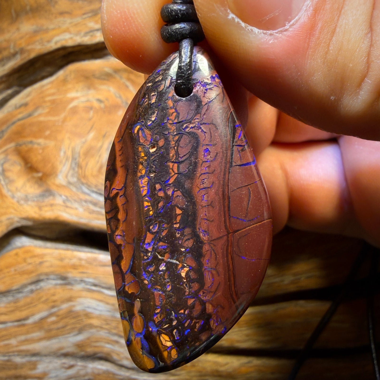 43 x 21mm - Drilled Tribal Queensland Boulder Opal Necklace