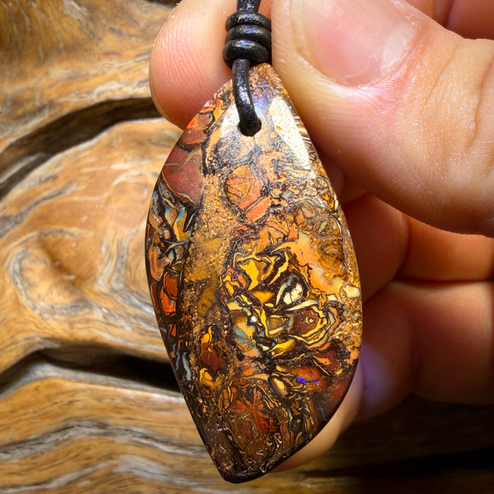 43 x 22mm - Drilled Tribal Queensland Boulder Opal Necklace