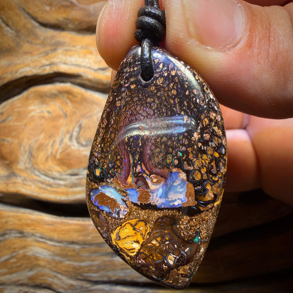 43 x 25mm - Drilled Tribal Queensland Boulder Opal Necklace