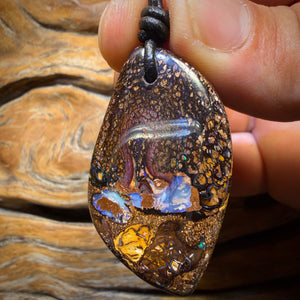 43 x 25mm - Drilled Tribal Queensland Boulder Opal Necklace