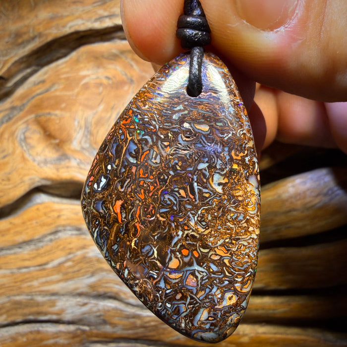 43 x 27mm - Drilled Tribal Queensland Boulder Opal Necklace