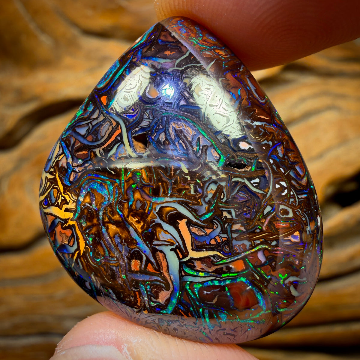 74.1cts - BEST Tribal Pattern! Australian Boulder Opal from Koroit