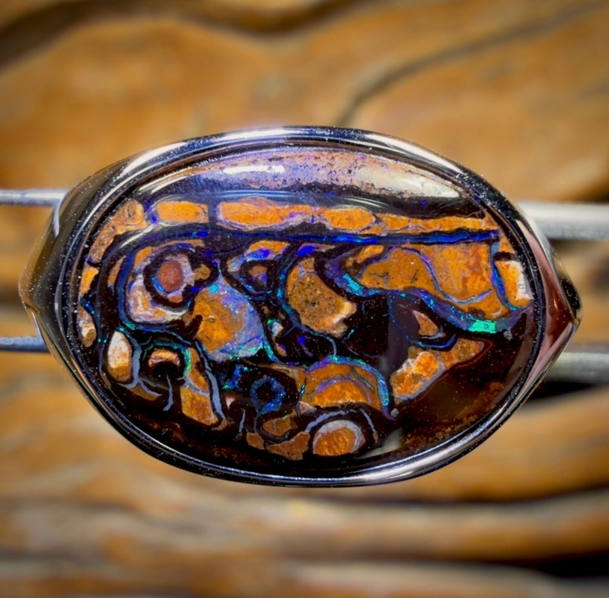 Bague unisexe en argent sterling et opale massive de style tribal