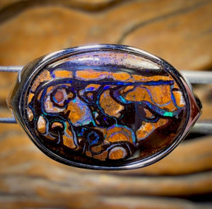 Bague unisexe en argent sterling et opale massive de style tribal