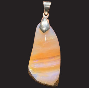 Sterling Silver - Australian Boulder Opal Drilled Pendant - Opal Whisperers