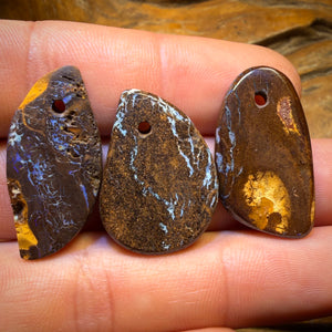 69.1cts - 3x Drilled Queensland Boulder Opals. BARGAIN Wholesale Parcel