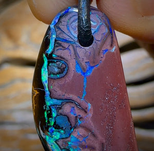 34 x 15mm - Drilled Tribal Queensland Boulder Opal Necklace