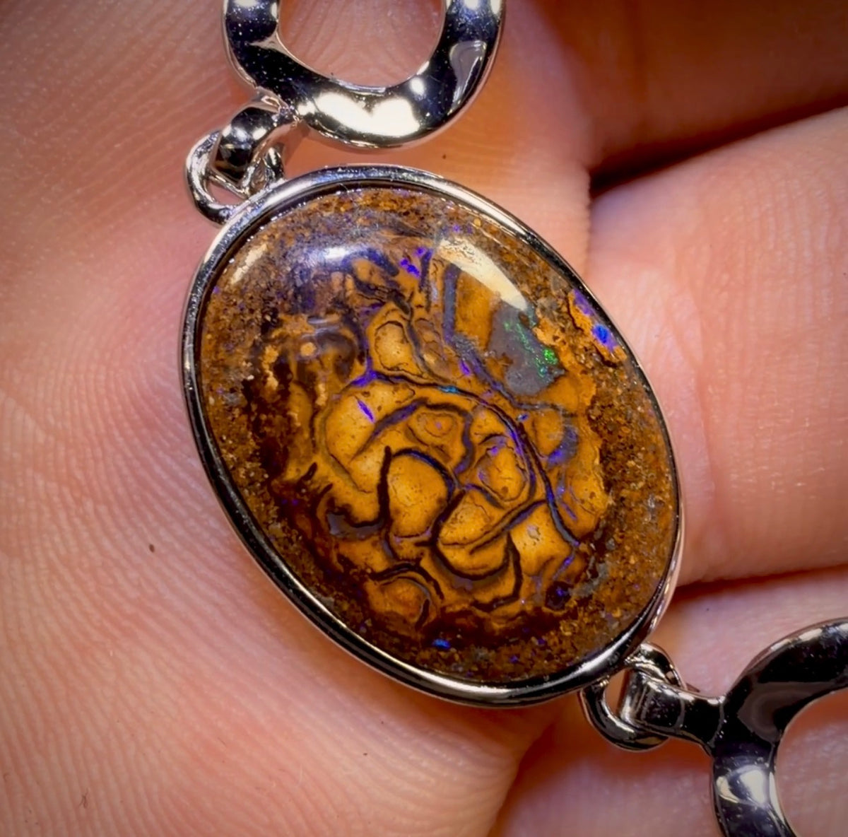 Sterling Silver - “Awesome” Solid Australian Boulder Opal Bracelet