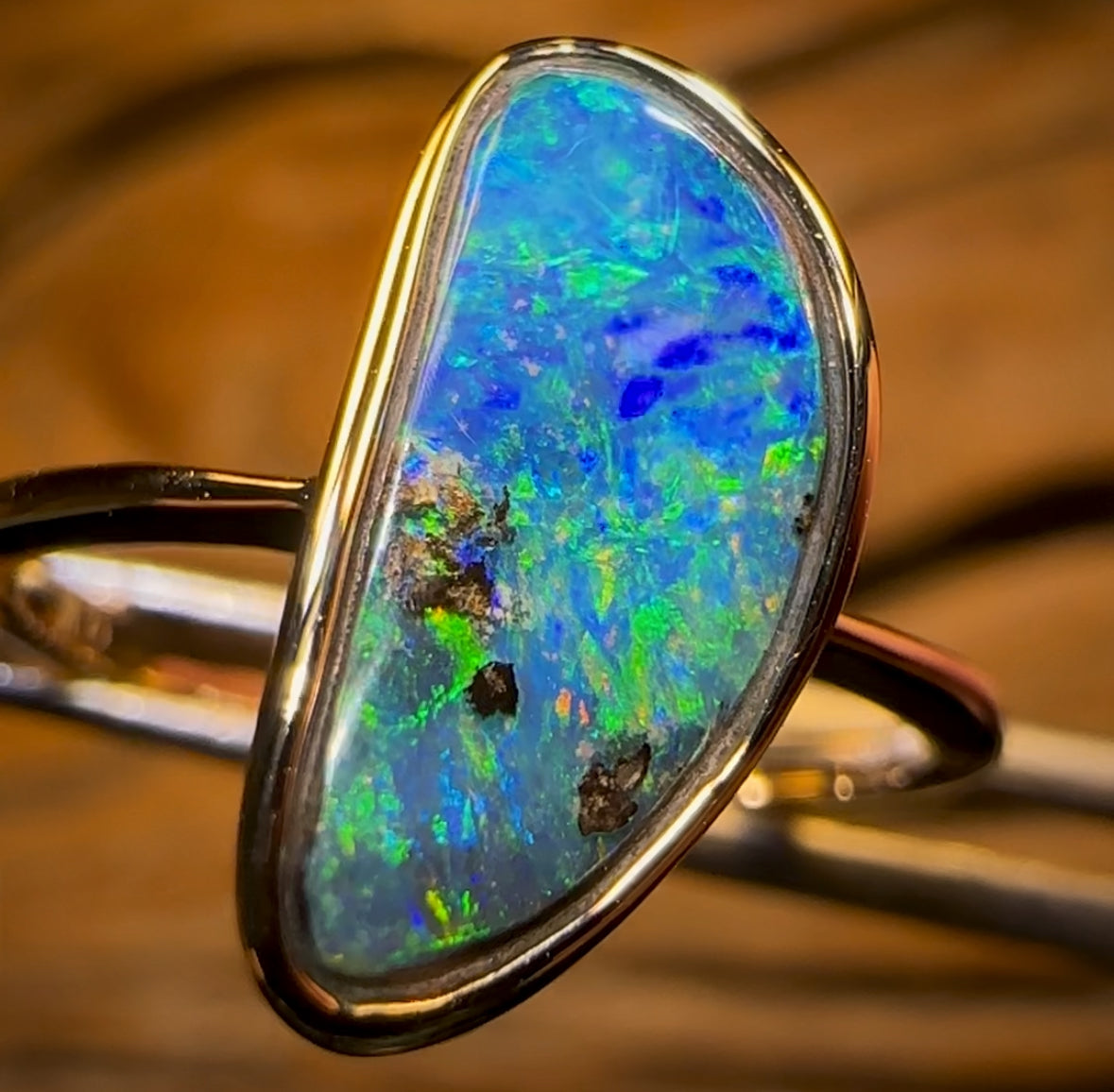 14k Gold - Solid Queensland Boulder Opal Ring