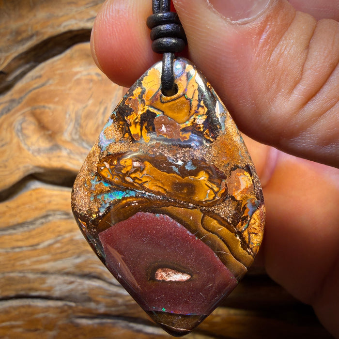 44 x 30mm - Drilled Tribal Queensland Boulder Opal Necklace