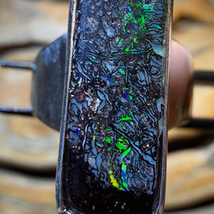 Sterling Silver - Solid Tribal Art Of Opal Style Boulder Opal Ring UNISEX FREE SETTING