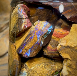 118.5grms - Australian Boulder Opal Rough Jar