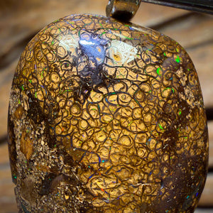 Solid Tan Tribal Queensland Boulder Opal Pendant
