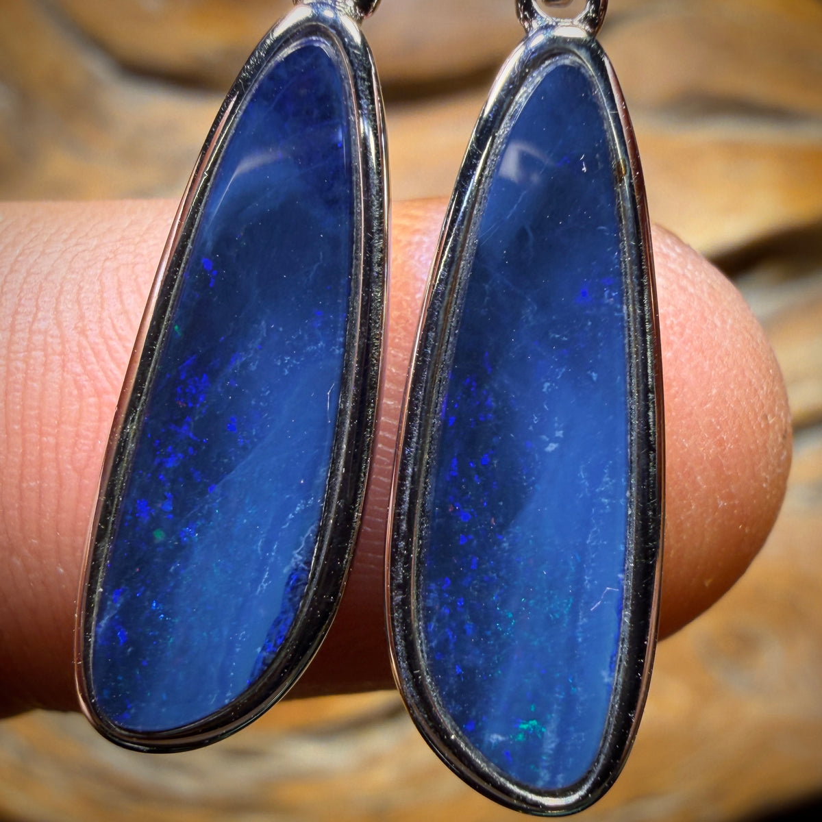 WILDCARD! Sterling Silver - Australian Boulder Opal Doublet Drop Stud Earrings