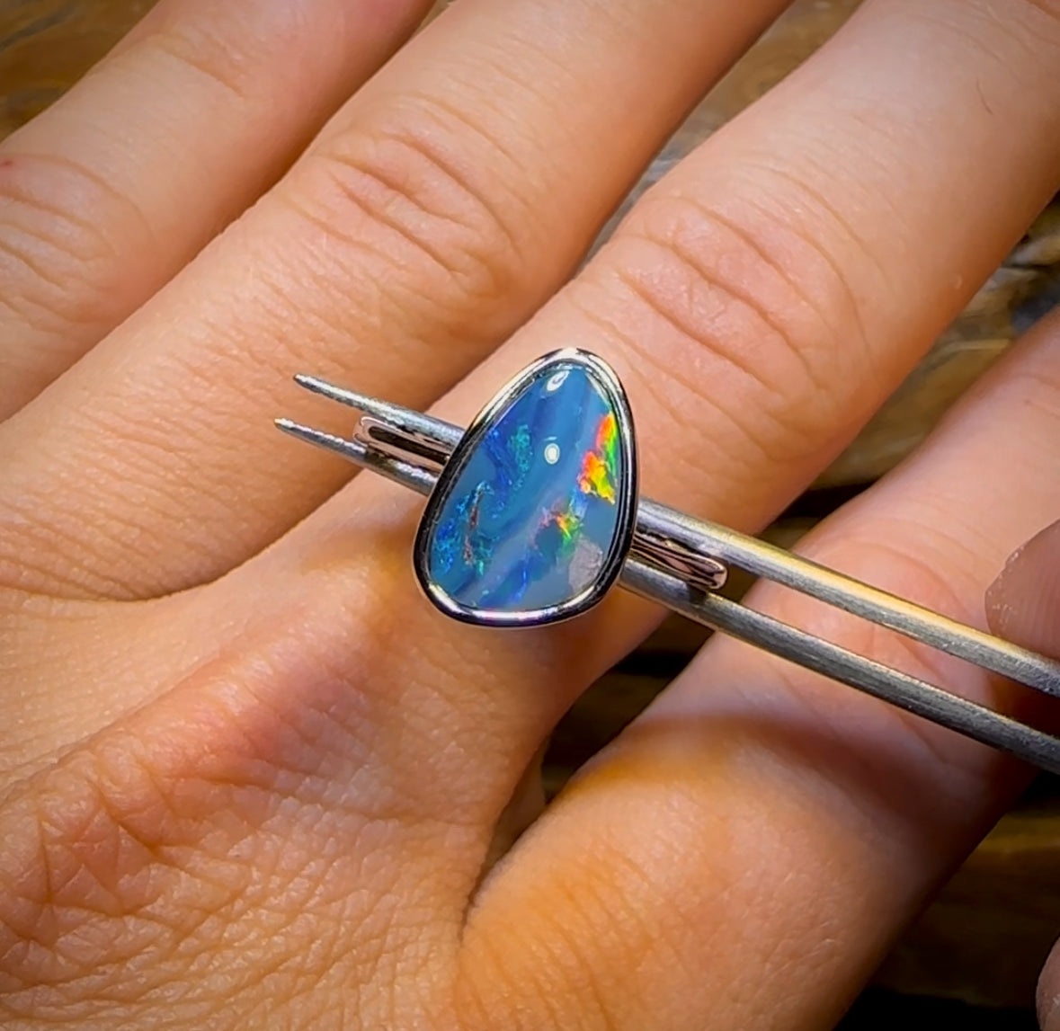 Sterling Silver - Queensland Boulder Opal Doublet Ring