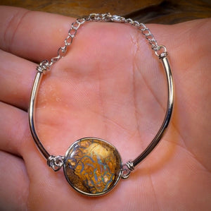 Sterling Silver - Solid Australian Boulder Opal Bracelet